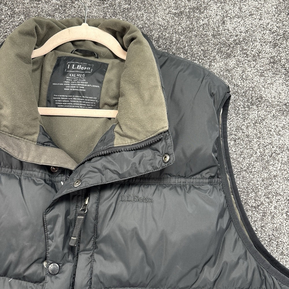 L.L. Bean Vest Mens XXL Black Goose Down Puffer Jacket Full Zip Insulated - Picture 3 of 8